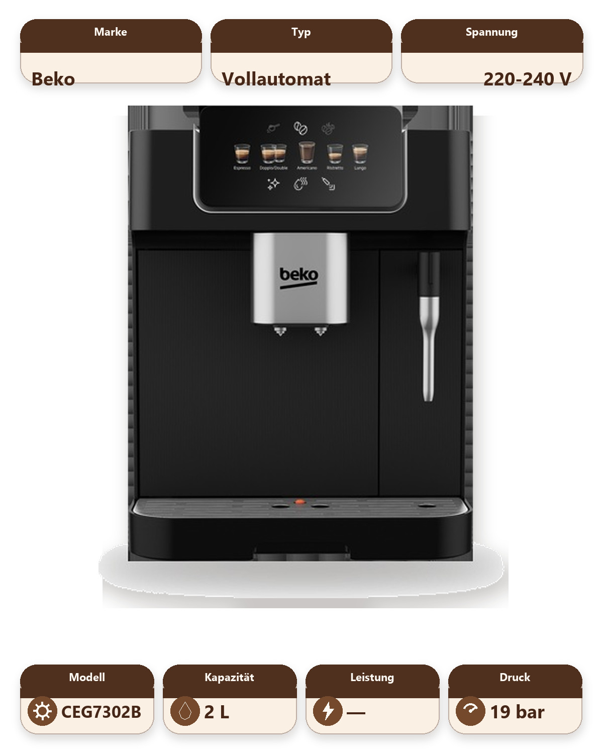 CaffeExperto Bean to Cup Coffee Machine with Steam Wand - Black