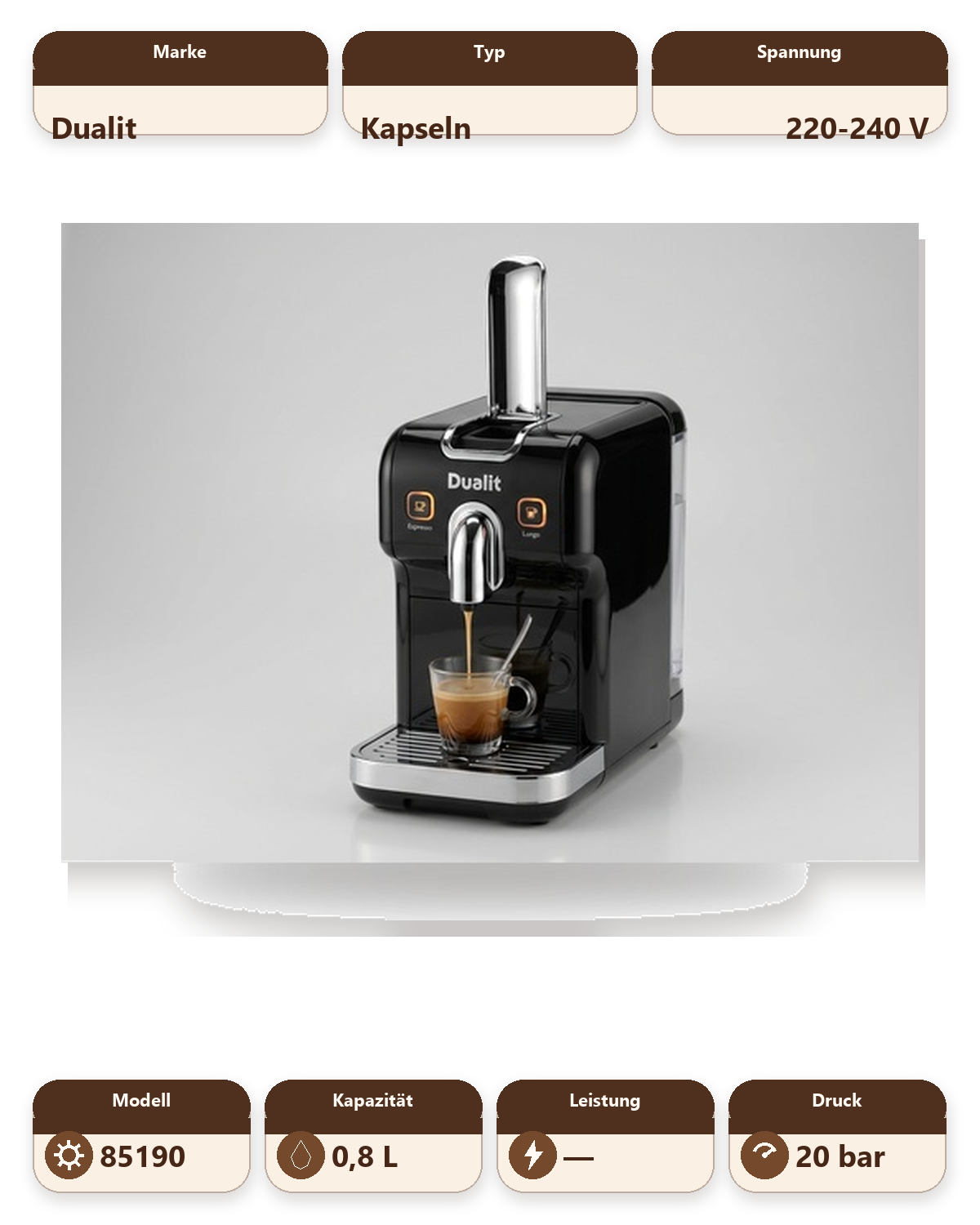 Dualit Coffee Pod Machine