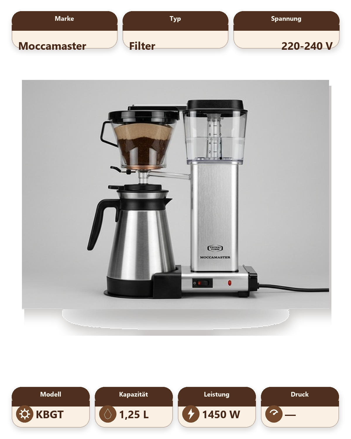 Moccamaster KBGT Thermal Jug Filter Coffee Machine