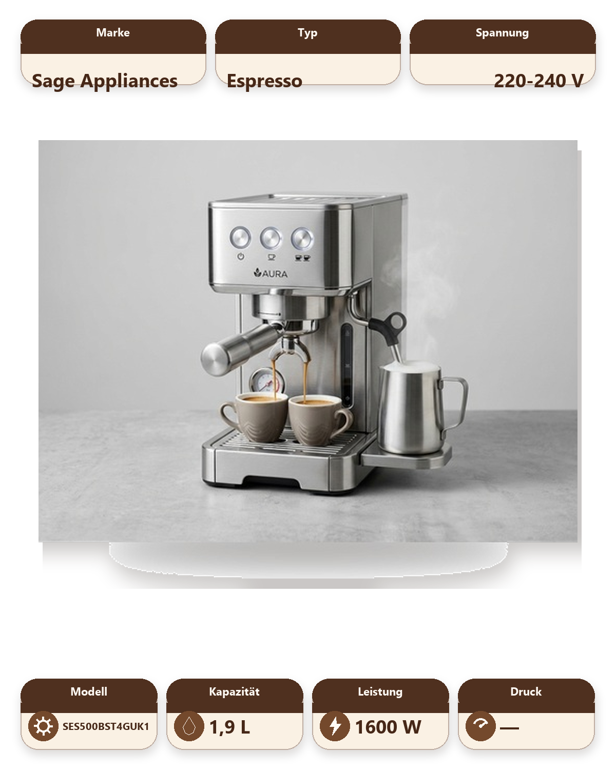 The Bambino Plus Espresso Machine - Black Stainless Steel