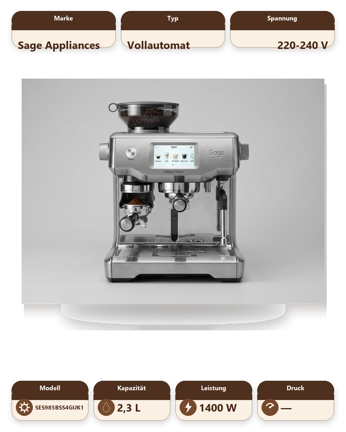 The Oracle Jet Espresso Machine - Brushed Stainless Steel