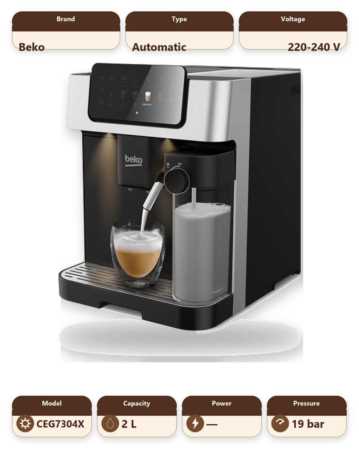CaffeExperto Bean to Cup Coffee Machine with Integrated Milk Jug - Silver