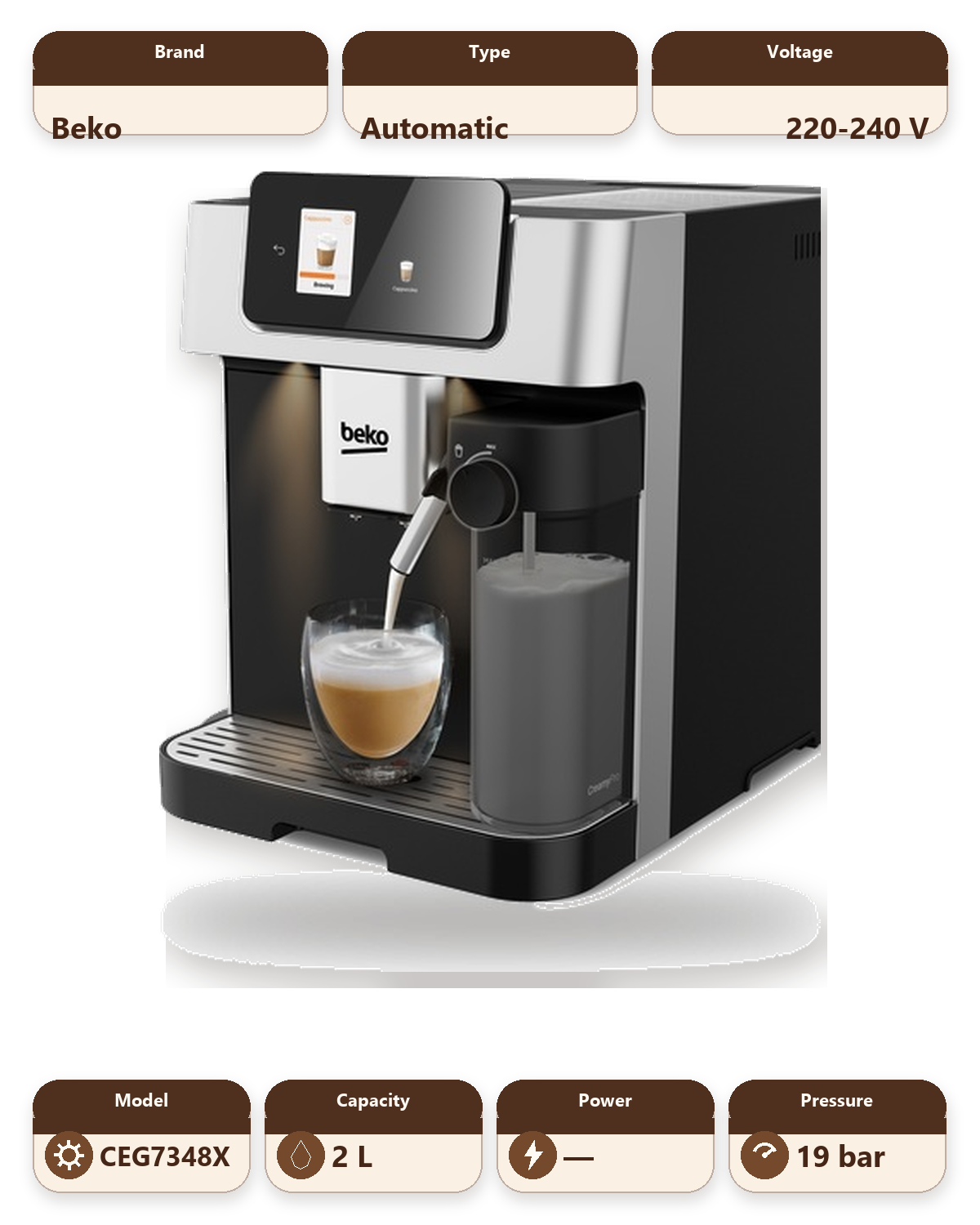 CaffeExperto Bean to Cup Coffee Machine with Integrated Milk Jug - Silver Premium