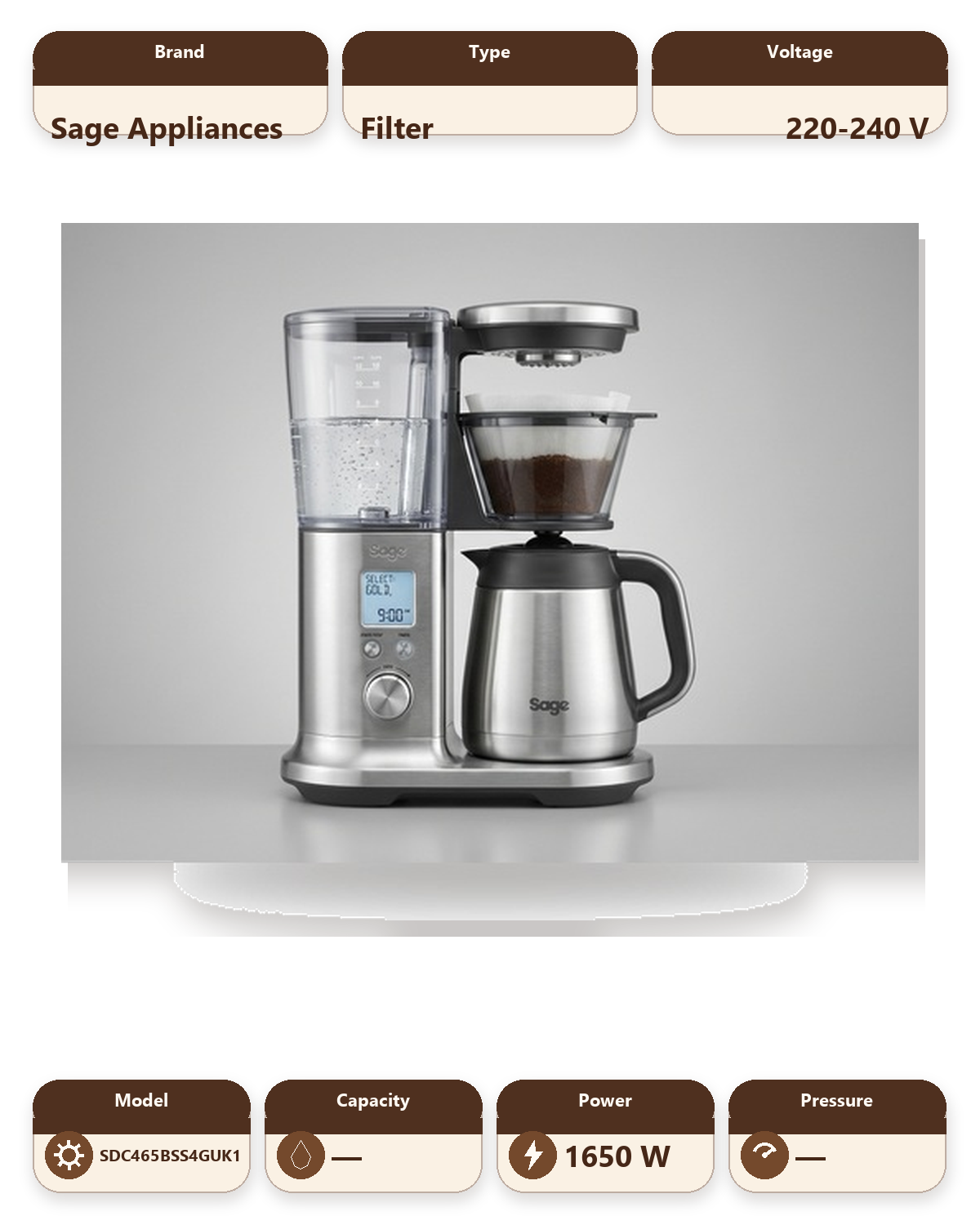 The Luxe Brewer Thermal Filter Coffee Machine - Brushed Stainless Steel