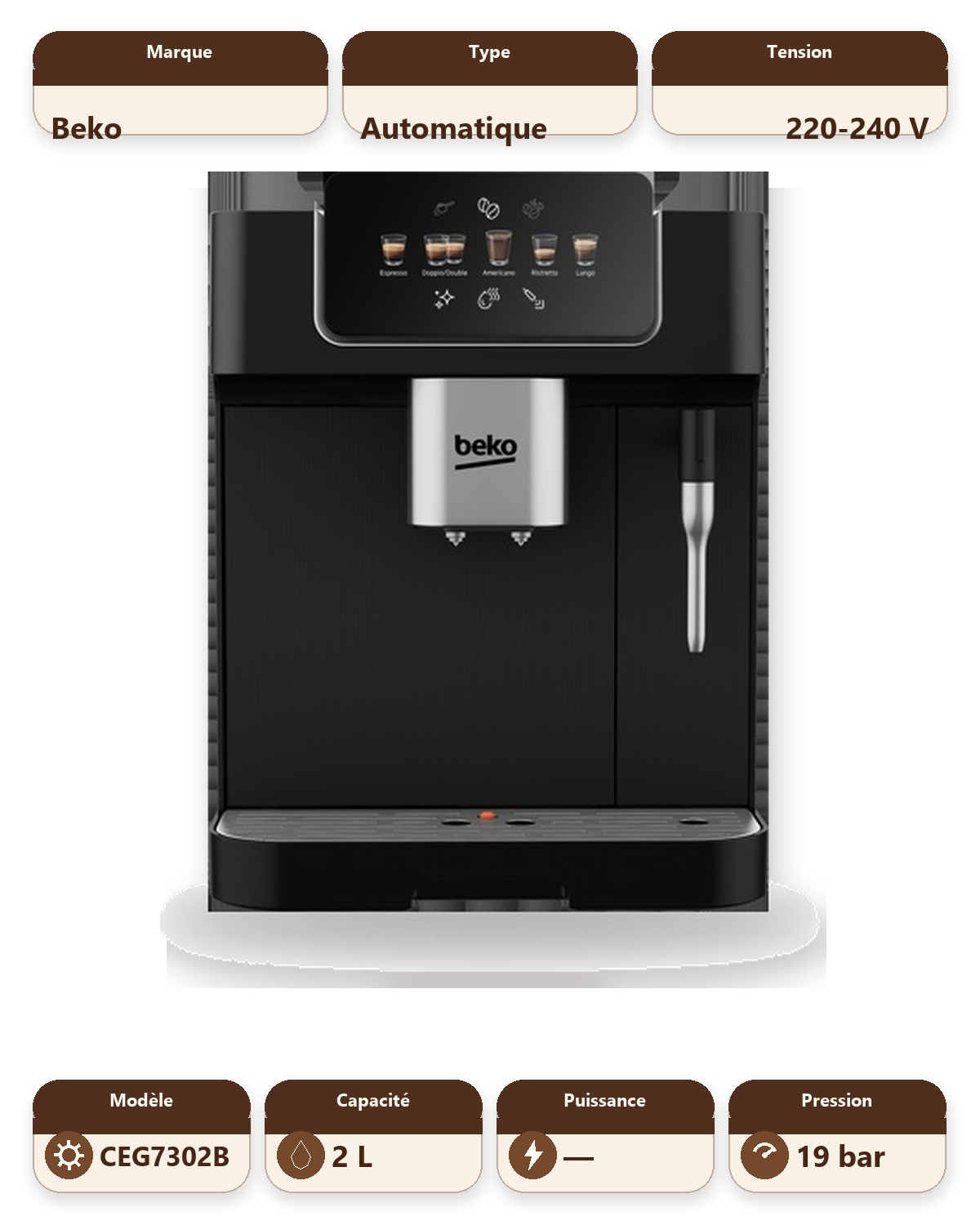 CaffeExperto Bean to Cup Coffee Machine with Steam Wand - Black