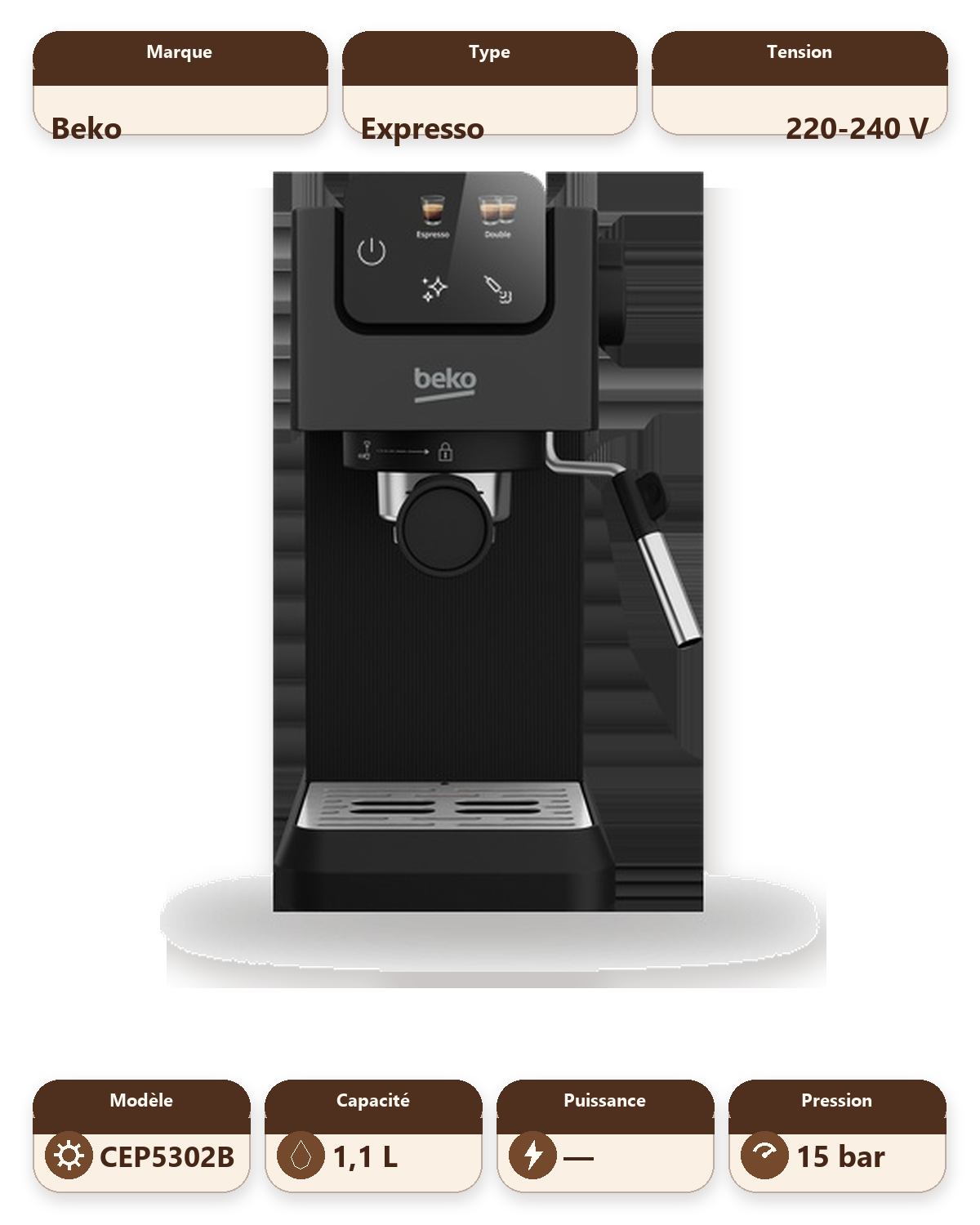 CaffeExperto Manual Espresso Coffee Machine with Steam Wand - Black