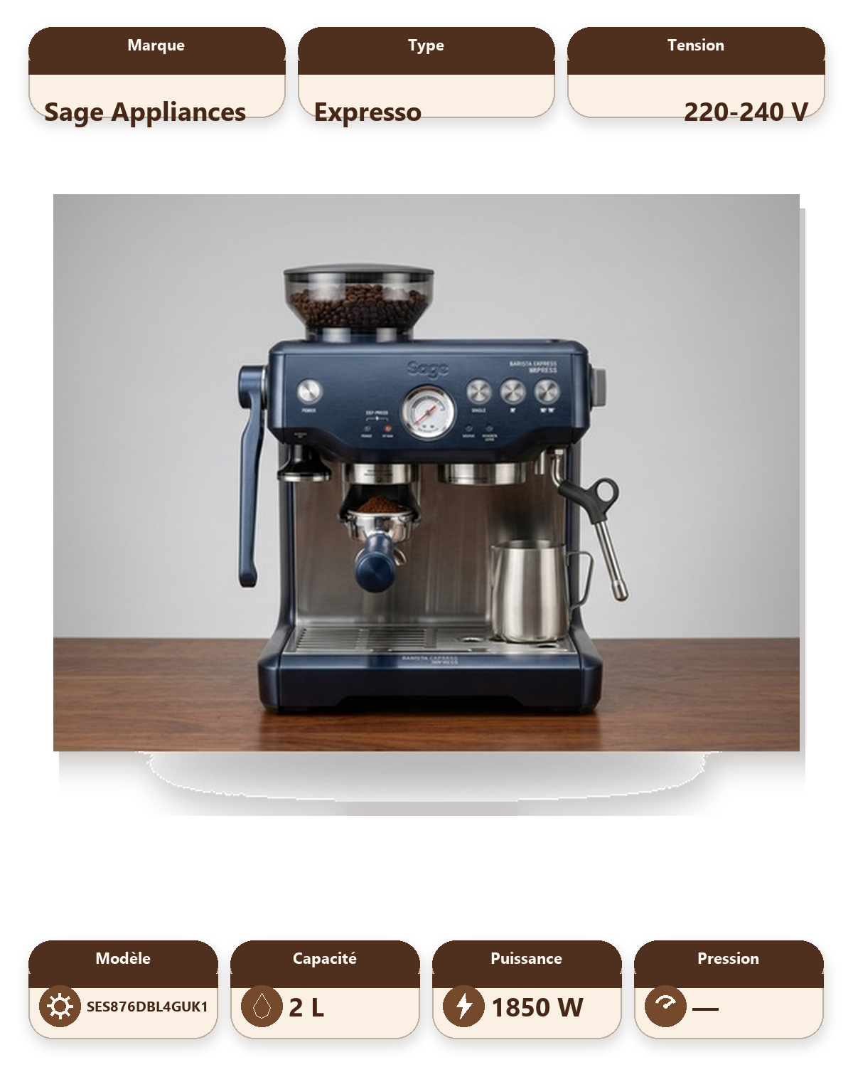 The Barista Express Impress Espresso Machine - Damson Blue