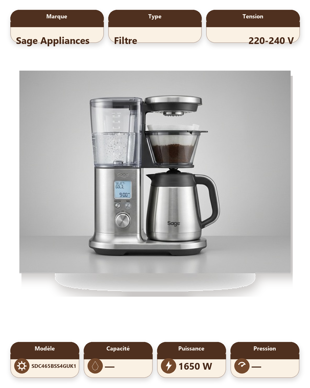 The Luxe Brewer Thermal Filter Coffee Machine - Brushed Stainless Steel